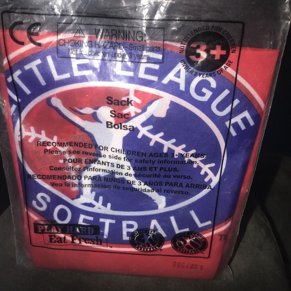 Subway Little League SOFTBALL 17x11‎ Drawstring Equipment Bag 2009 RARE
